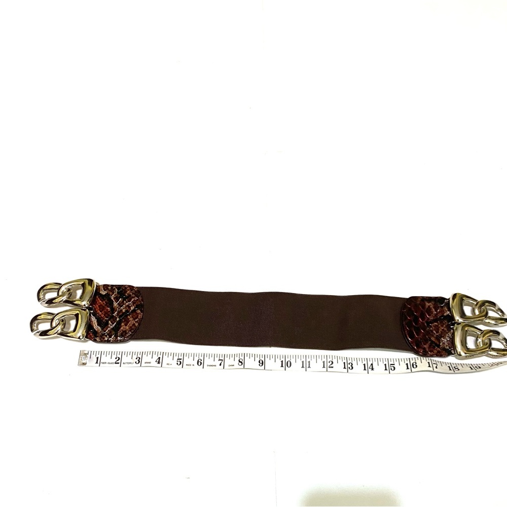 Brown Snake Print Belt with Gold Buckle - Picture 8 of 10